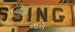 Vtg Original 48 Cast Iron Double Sided Railroad Crossing Crossbuck Sign 2 Piece