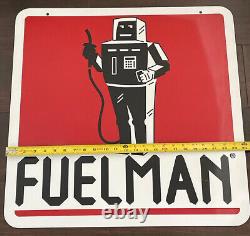 Vtg Original Fuelman Gas Station fuel Advertising Sign 24x24 Double Sided robot