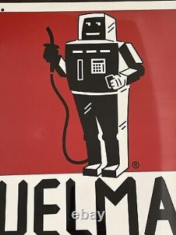 Vtg Original Fuelman Gas Station fuel Advertising Sign 24x24 Double Sided robot