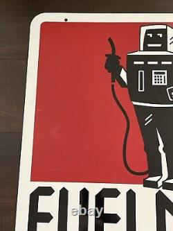 Vtg Original Fuelman Gas Station fuel Advertising Sign 24x24 Double Sided robot