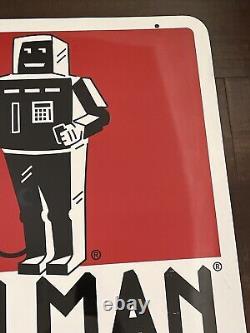 Vtg Original Fuelman Gas Station fuel Advertising Sign 24x24 Double Sided robot