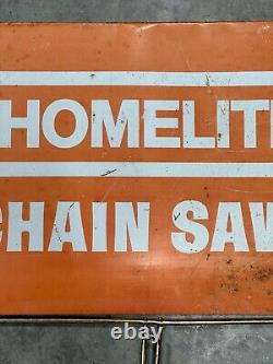 Vtg Original Homelite Advertising sign Double Sided Rack topper Chain saw Sign