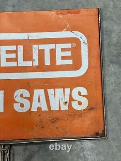 Vtg Original Homelite Advertising sign Double Sided Rack topper Chain saw Sign