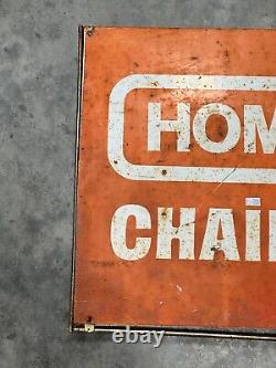 Vtg Original Homelite Advertising sign Double Sided Rack topper Chain saw Sign