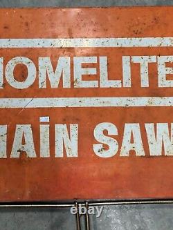 Vtg Original Homelite Advertising sign Double Sided Rack topper Chain saw Sign