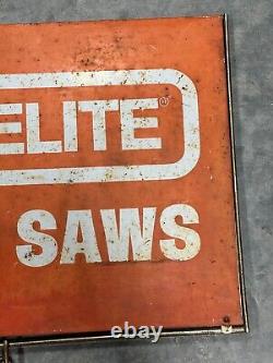 Vtg Original Homelite Advertising sign Double Sided Rack topper Chain saw Sign