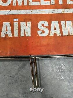 Vtg Original Homelite Advertising sign Double Sided Rack topper Chain saw Sign