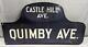 Vtg Porcelain Double Sided Street Sign Castle Hill Ave. Quimby Ave. Bronx Ny