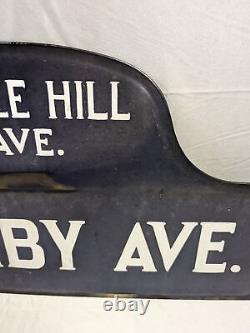 Vtg Porcelain Double Sided Street Sign Castle Hill Ave. Quimby Ave. Bronx NY