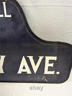Vtg Porcelain Double Sided Street Sign Castle Hill Ave. Quimby Ave. Bronx NY