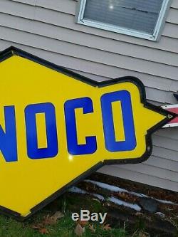 Vtg Sunoco Gas Station Gasoline Motor Oil Double Sided Porcelain Sign 11' Feet