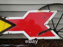 Vtg Sunoco Gas Station Gasoline Motor Oil Double Sided Porcelain Sign 11' Feet