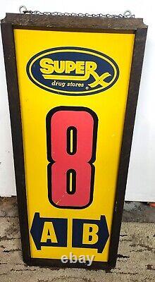 Vtg Super X Drug Store Advertising Wood Frame Aisle Marker Sign / Double Sided