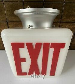 Vtg White Double Sided Exit Light Sign Fixture Cinema Movie Theater 1950
