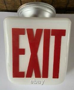 Vtg White Double Sided Exit Light Sign Fixture Cinema Movie Theater 1950