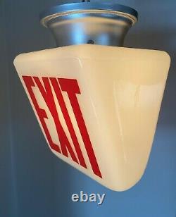 Vtg White Double Sided Exit Light Sign Fixture Cinema Movie Theater 1950