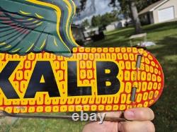 Vtg c. 1950s DEKALB Corn Seed Tin Flying Ear Weathervane Double Sided Sign Nice