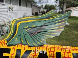 Vtg c. 1950s DEKALB Corn Seed Tin Flying Ear Weathervane Double Sided Sign Nice