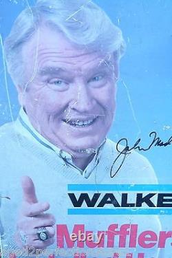 WALKER MUFFLERS JOHN MADDEN Sign vintage double sided gas station repair shop ad
