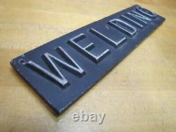 WELDING Old Double Sided Embossed Metal Sign Fabrication Repair Shop Advertising