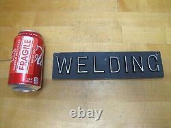 WELDING Old Double Sided Embossed Metal Sign Fabrication Repair Shop Advertising