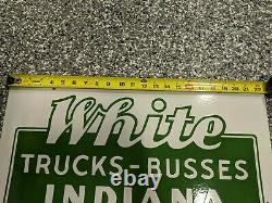 WHITE TRUCK BUSSES INDIANA TRUCKS SALES SERVICE sign porcelain RARE double sided