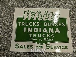 WHITE TRUCK BUSSES INDIANA TRUCKS SALES SERVICE sign porcelain RARE double sided