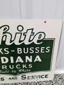 WHITE TRUCK BUSSES INDIANA TRUCKS SALES SERVICE sign porcelain RARE double sided