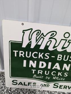 WHITE TRUCK BUSSES INDIANA TRUCKS SALES SERVICE sign porcelain RARE double sided