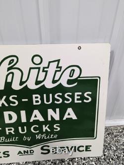 WHITE TRUCK BUSSES INDIANA TRUCKS SALES SERVICE sign porcelain RARE double sided