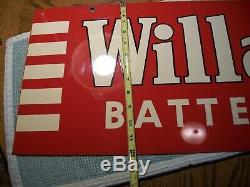 WILLARD BATTERIES SIGN VERY NICE, double sided porcelain, dated 7-50