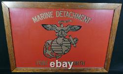 WW2 USMC Marine Detachment Fort Leavenworth Hand Painted EGA Double Sided Sign