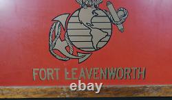 WW2 USMC Marine Detachment Fort Leavenworth Hand Painted EGA Double Sided Sign