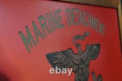 WW2 USMC Marine Detachment Fort Leavenworth Hand Painted EGA Double Sided Sign