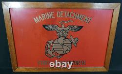 WW2 USMC Marine Detachment Fort Leavenworth Hand Painted EGA Double Sided Sign