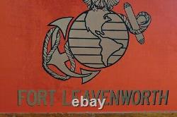 WW2 USMC Marine Detachment Fort Leavenworth Hand Painted EGA Double Sided Sign