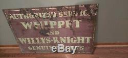 Whippet Willy's Knight Authorized Service Double Sided Porcelain Sign, Original