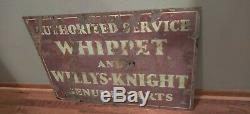 Whippet Willy's Knight Authorized Service Double Sided Porcelain Sign, Original