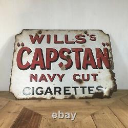 Willss Capstan Enamel Advertising Sign Double Sided Original Vintage Retro