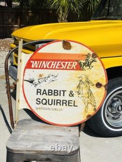 Winchester Double Sided Porcelain Advertising Sign Flange Roughly 18 Inches