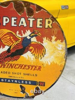 Winchester Double Sided Porcelain Advertising Sign Flange Roughly 18 Inches