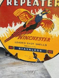 Winchester Double Sided Porcelain Advertising Sign Flange Roughly 18 Inches