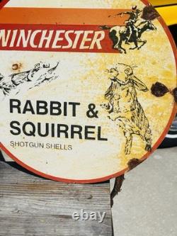 Winchester Double Sided Porcelain Advertising Sign Flange Roughly 18 Inches