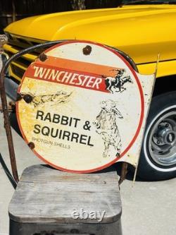 Winchester Double Sided Porcelain Advertising Sign Flange Roughly 18 Inches
