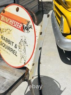 Winchester Double Sided Porcelain Advertising Sign Flange Roughly 18 Inches