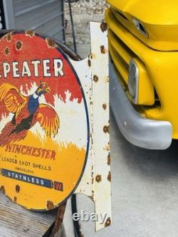 Winchester Double Sided Porcelain Advertising Sign Flange Roughly 18 Inches