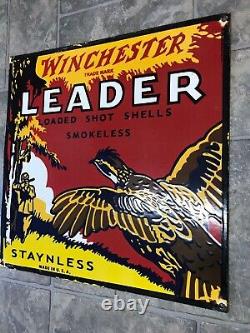 Winchester Leader 24x24 Inches Double Sided Porcelain Enamel Sign