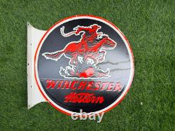 Winchester Porcelain Advertising Sign 18'' Inches Double Sided With Flange