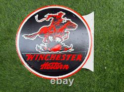 Winchester Porcelain Advertising Sign 18'' Inches Double Sided With Flange