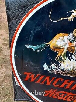 Winchester Western Double Sided Aluminum Sign 38 Inch Diameter